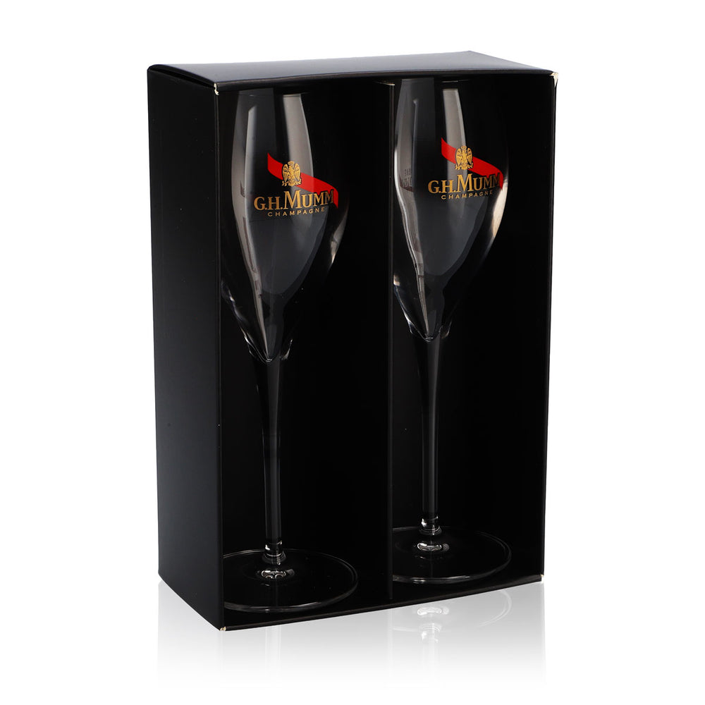 2x G.H. Mumm Champagne Glasses Glass 0.17l Flute Gift Set