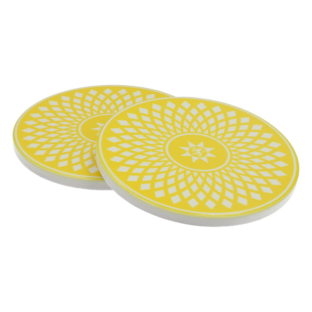 2x Gerolsteiner water coasters Glass coasters Drinks with cork base Ceramic Yellow