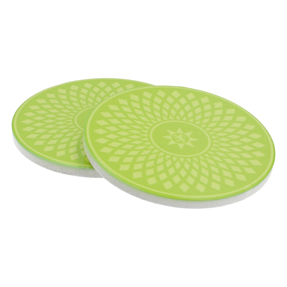 2x Gerolsteiner water coasters Glass coasters Drinks with cork base Ceramic Green