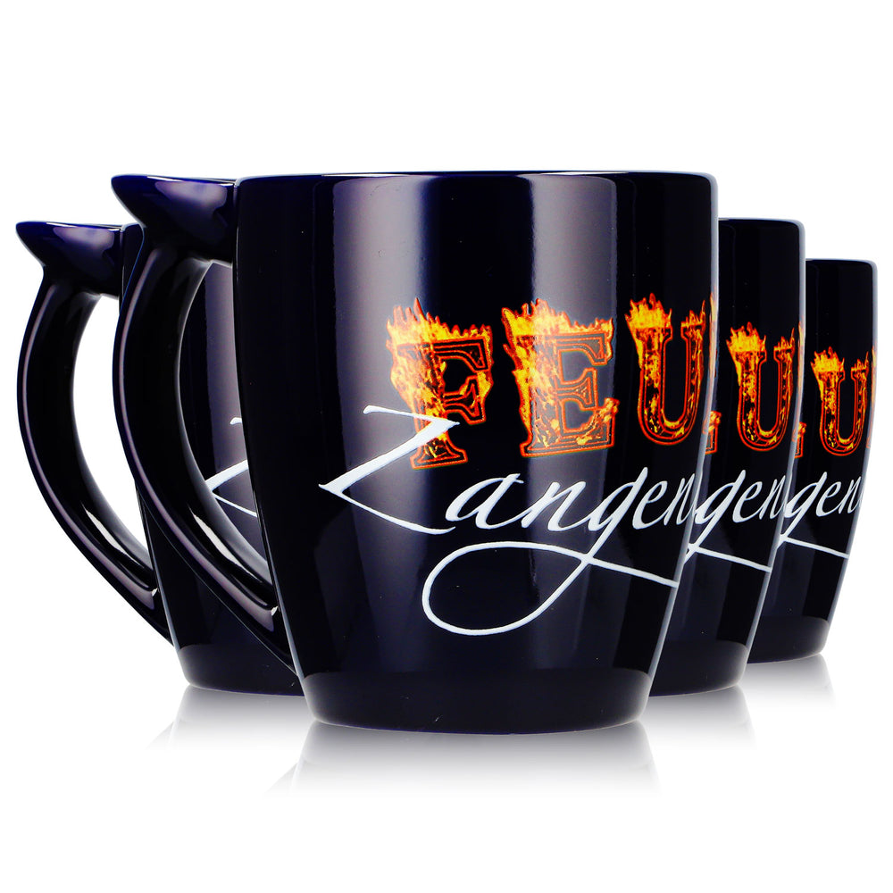 4 Mohaba Mulled Wine Mugs "Hot-Pot Feuerzangenbowle," Cobalt Blue, 0.2 L, Calibrated