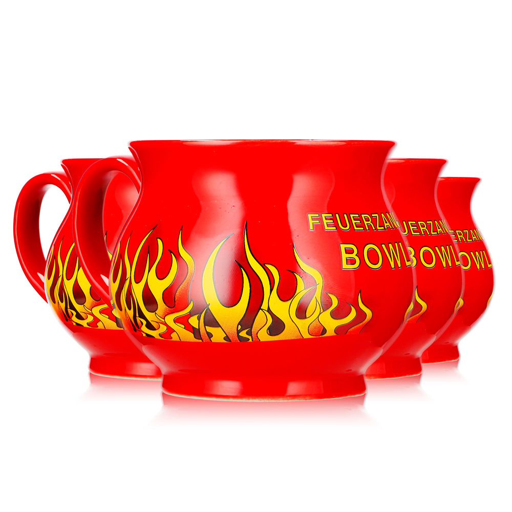 4 Mohaba Mulled Wine Mugs, Round Mugs, "Feuerzangenbowle," Fire-Red, 0.2 L, Calibrated