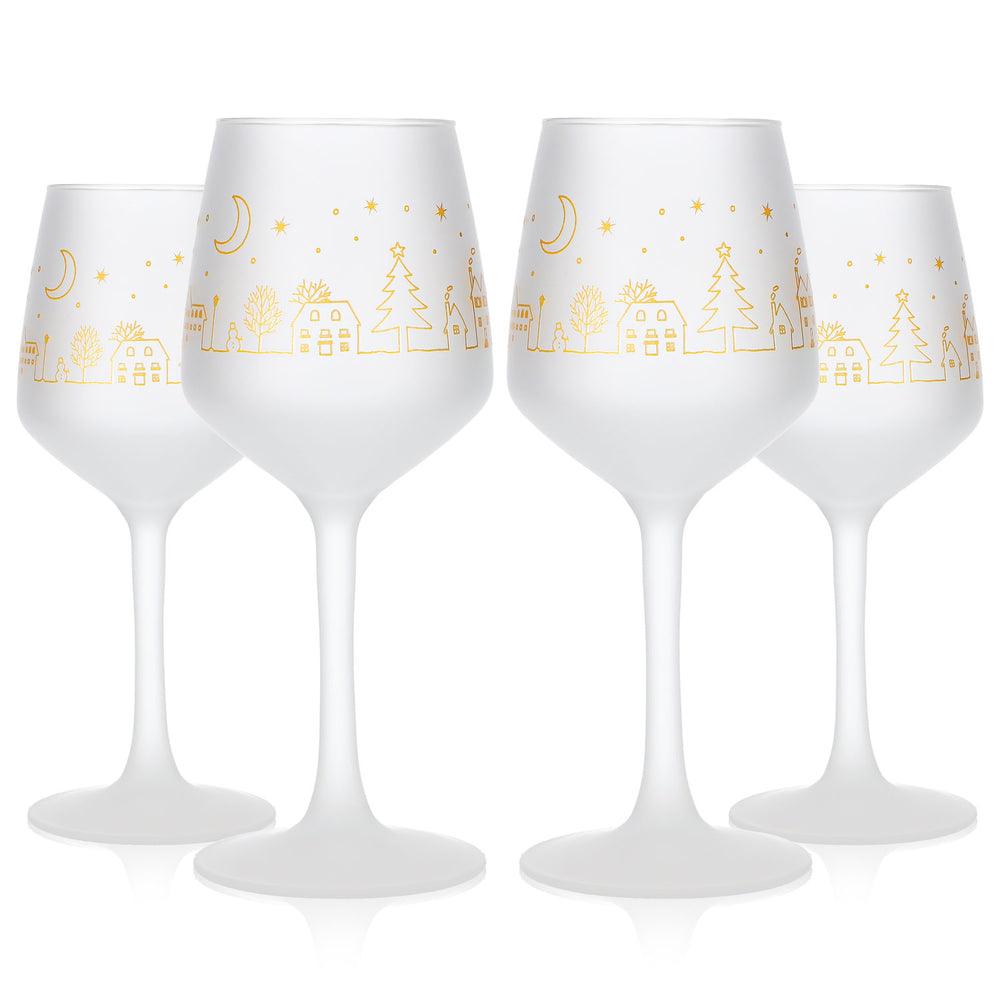 4 Mohaba Mulled Wine Mugs, Lineal 31, Satin-Finish Glass, Tulip Shape, 0.2 L, Calibrated