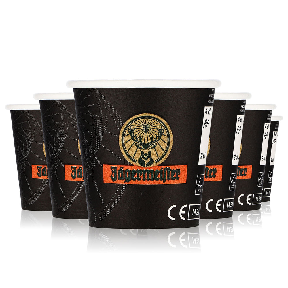 40x Jägermeister liqueur shot glass Stamper Short 2cl/4cl disposable paper cup