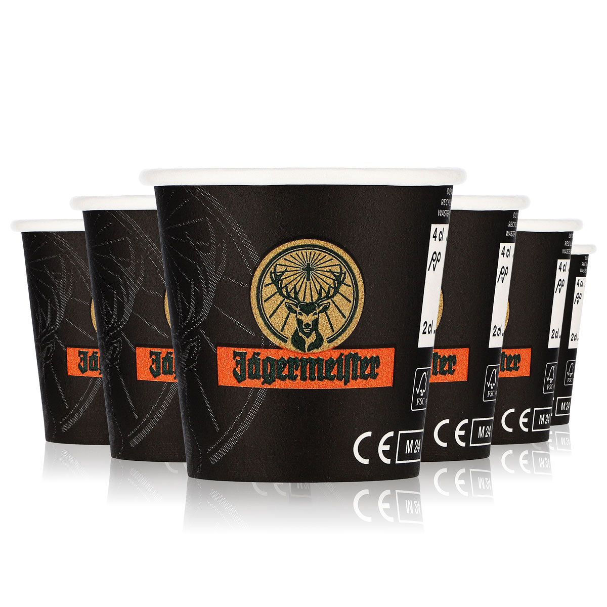 40x Jägermeister liqueur shot glass Stamper Short 2cl/4cl disposable paper cup
