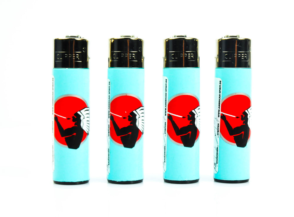 4x American Spirit Tobacco Lighter Classic Large Blue Reusable Clipper
