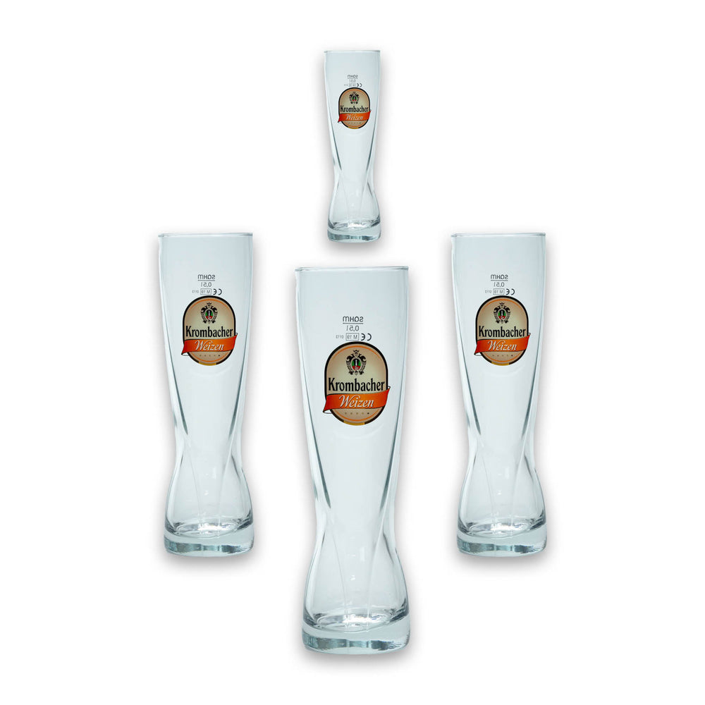 4x Krombacher Beer Glass Wheat 0.5l Gourmet Glasses