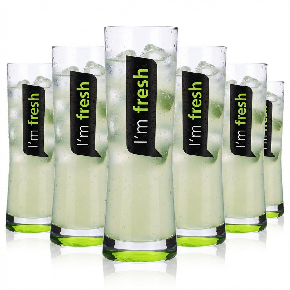 4x Rastal Glass Glasses 0.25l Designer Glass Long Drink Glass "I'm Fresh" Green Base