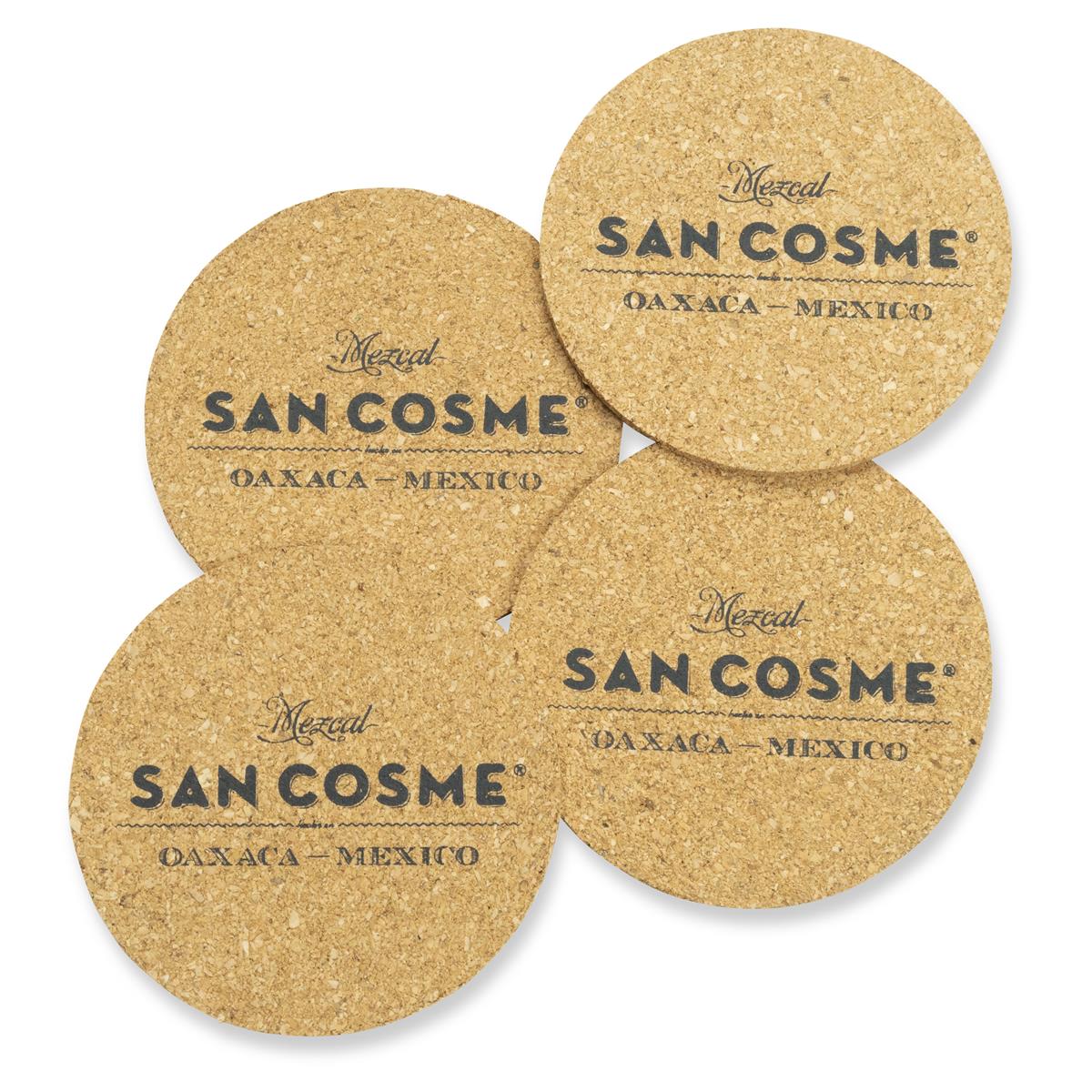4x San Cosme Mezcal Coasters Cork Round