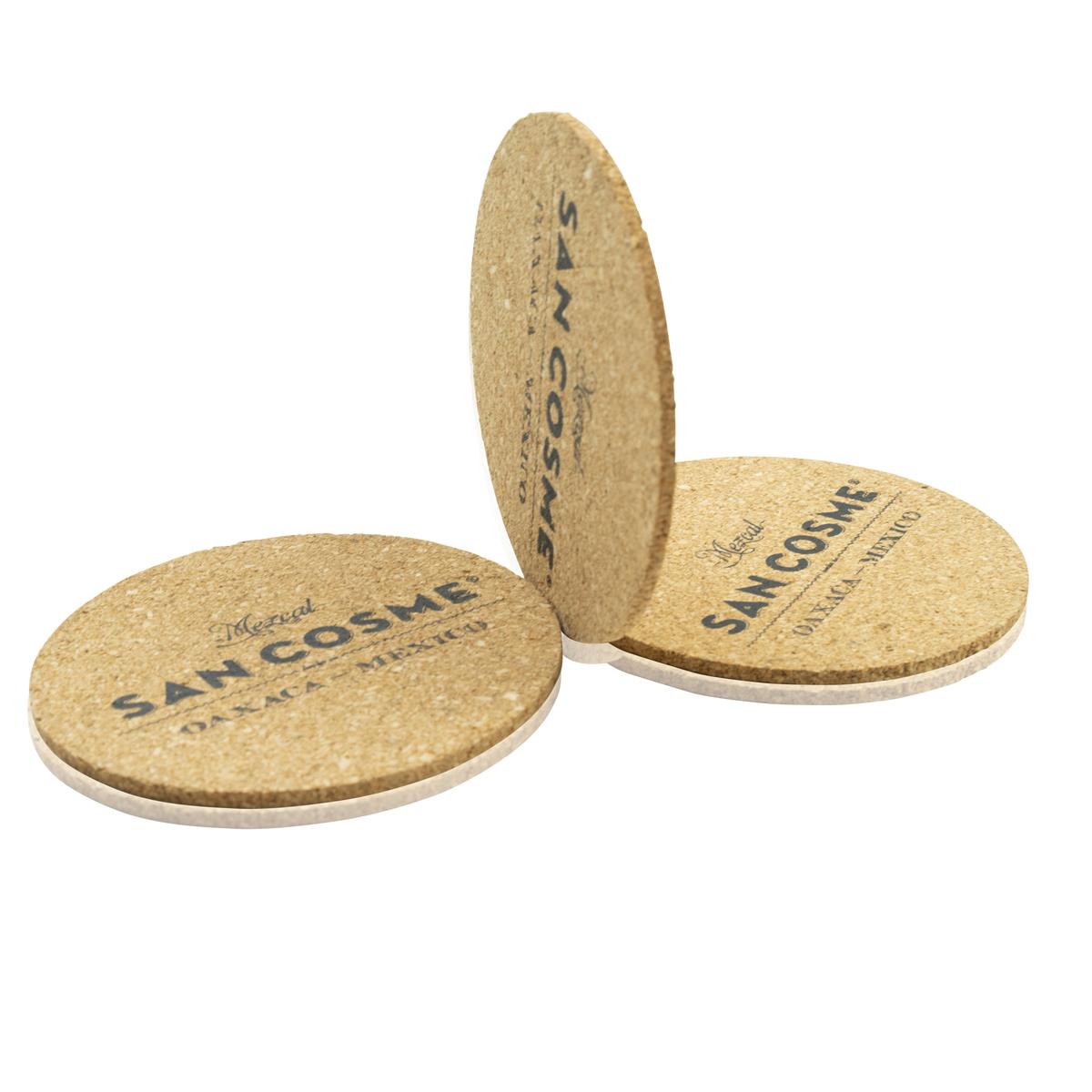4x San Cosme Mezcal Coasters Cork Round – View 2