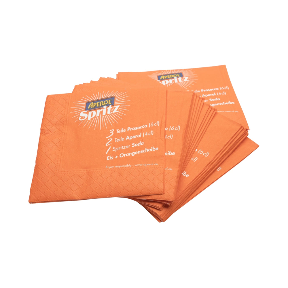 50x Aperol aperitif napkins, orange Spritz, 12x12cm