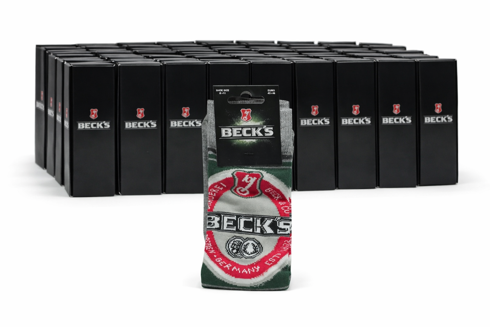 50x Becks Socks Size 42-46 Unisex Socks Retro Party Leisure Crew Beer