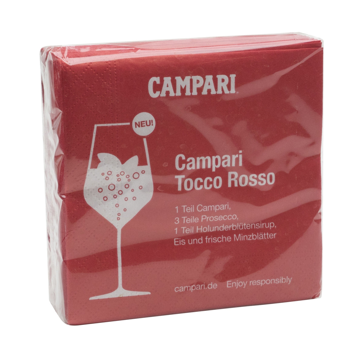 50x Campari Vermouth Napkins, red Tocco Rosso, 12x12 cm