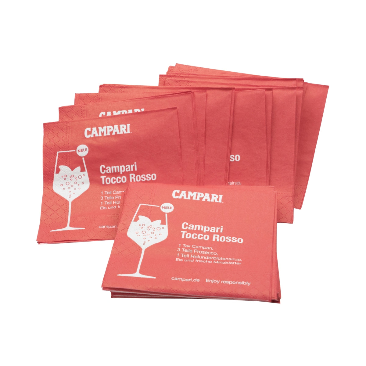 50x Campari Vermouth Napkins, red Tocco Rosso, 12x12 cm – View 2