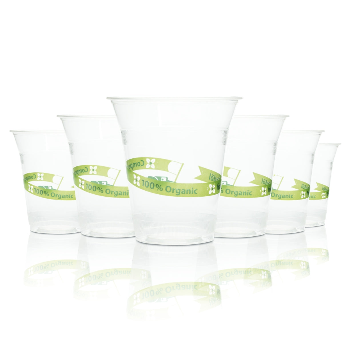 50x plastic disposable cups, 0.3 l, compostable, long drink beer glass, party