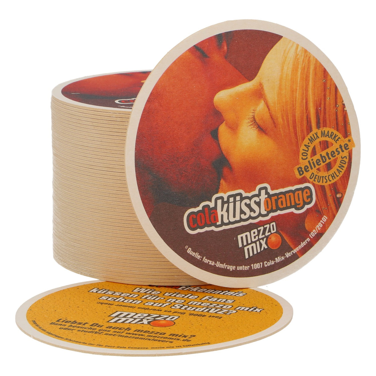 50x Mezzo Mix Soft Drink Beer Coasters Cola Kisses Orange