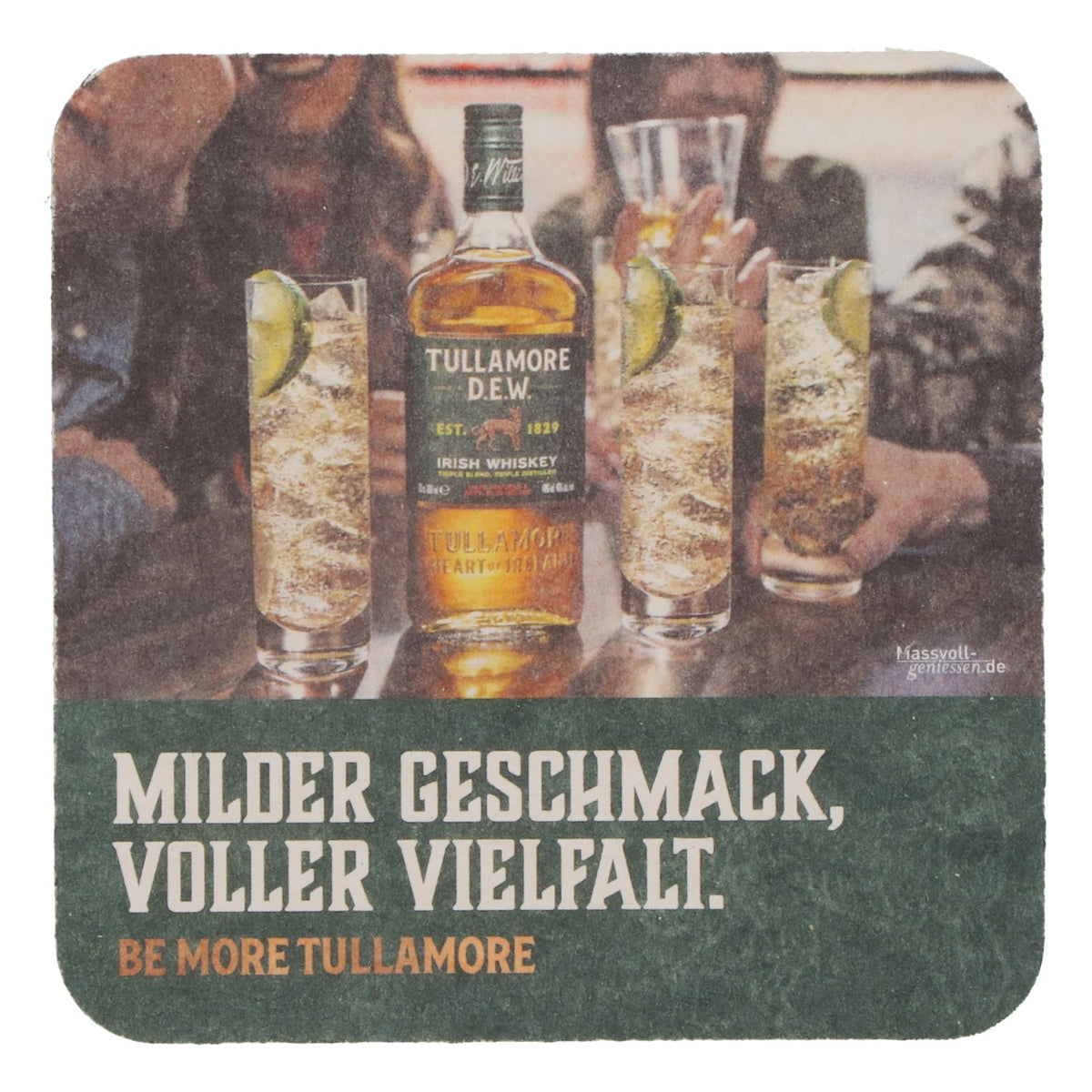 50x Tullamore Dew Whiskey Beer Coasters Glass Coasters Green – View 4