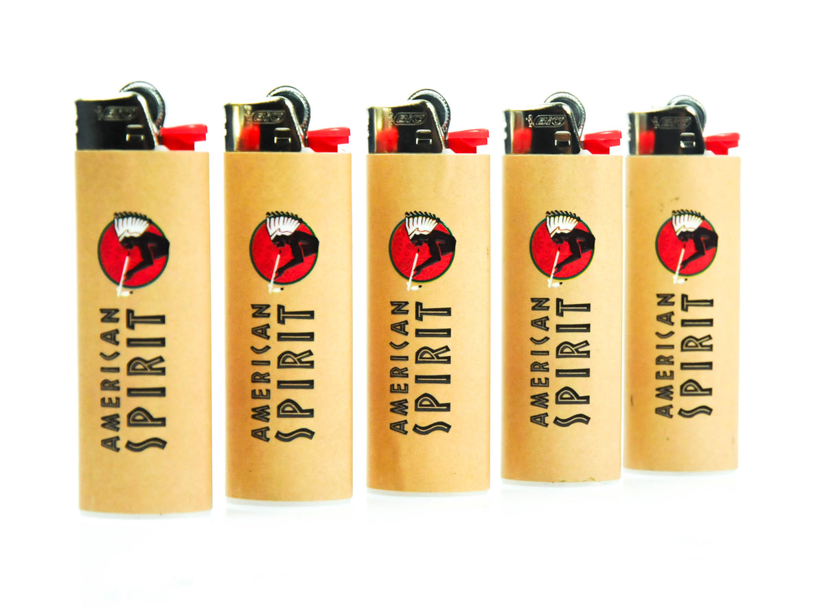 5x American Spirit Tobacco Lighter with Friction, Beige, BIC Maxi – View 2