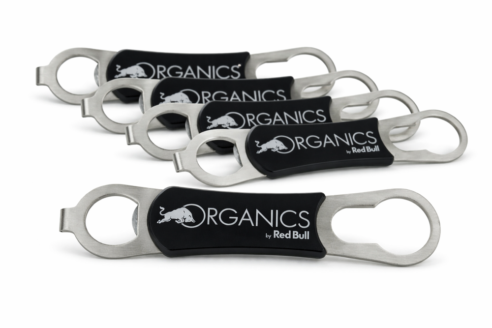 5x Red Bull Organics Bottle Opener Stylish Black Robust Opens Crown Caps Party