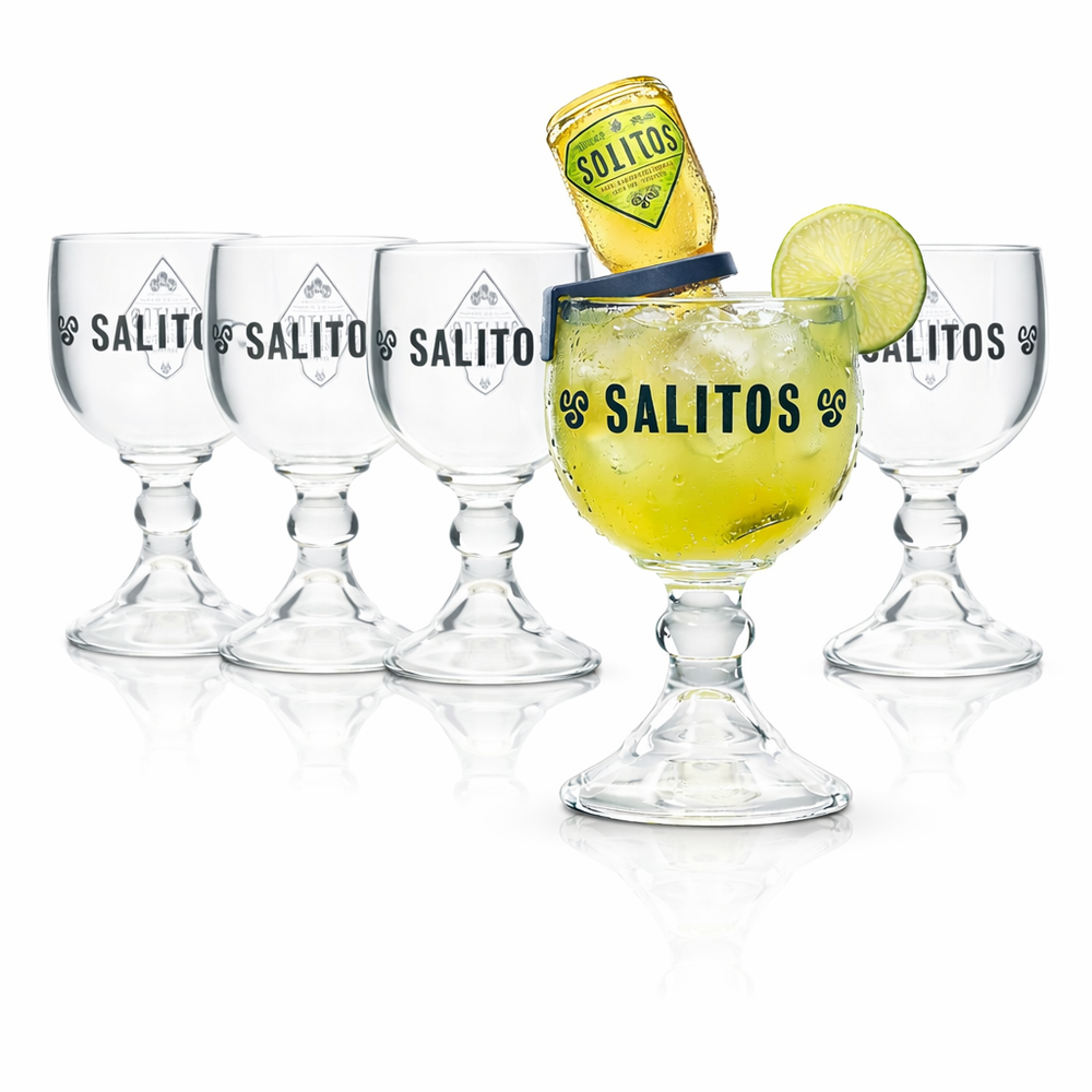 5x Salitos Salrita Glass 0.6 l - Cocktail Long Drink Aperitif - incl. clip made of real glass