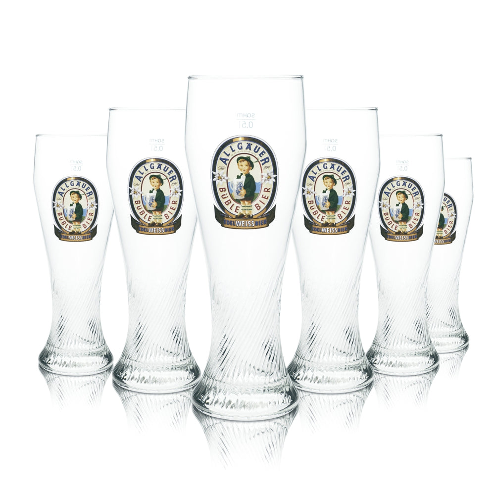 6 Allgäuer Büble beer glasses, wheat beer, 0.5 l, Sahm, new