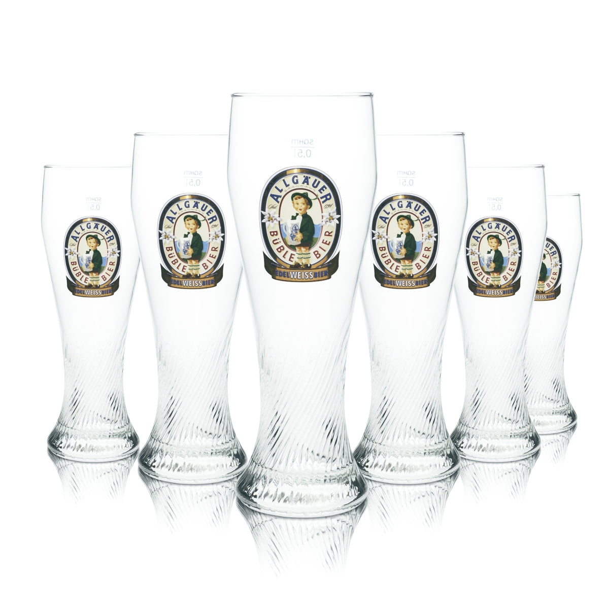 6 Allgäuer Büble beer glasses, wheat beer, 0.5 l, Sahm, new