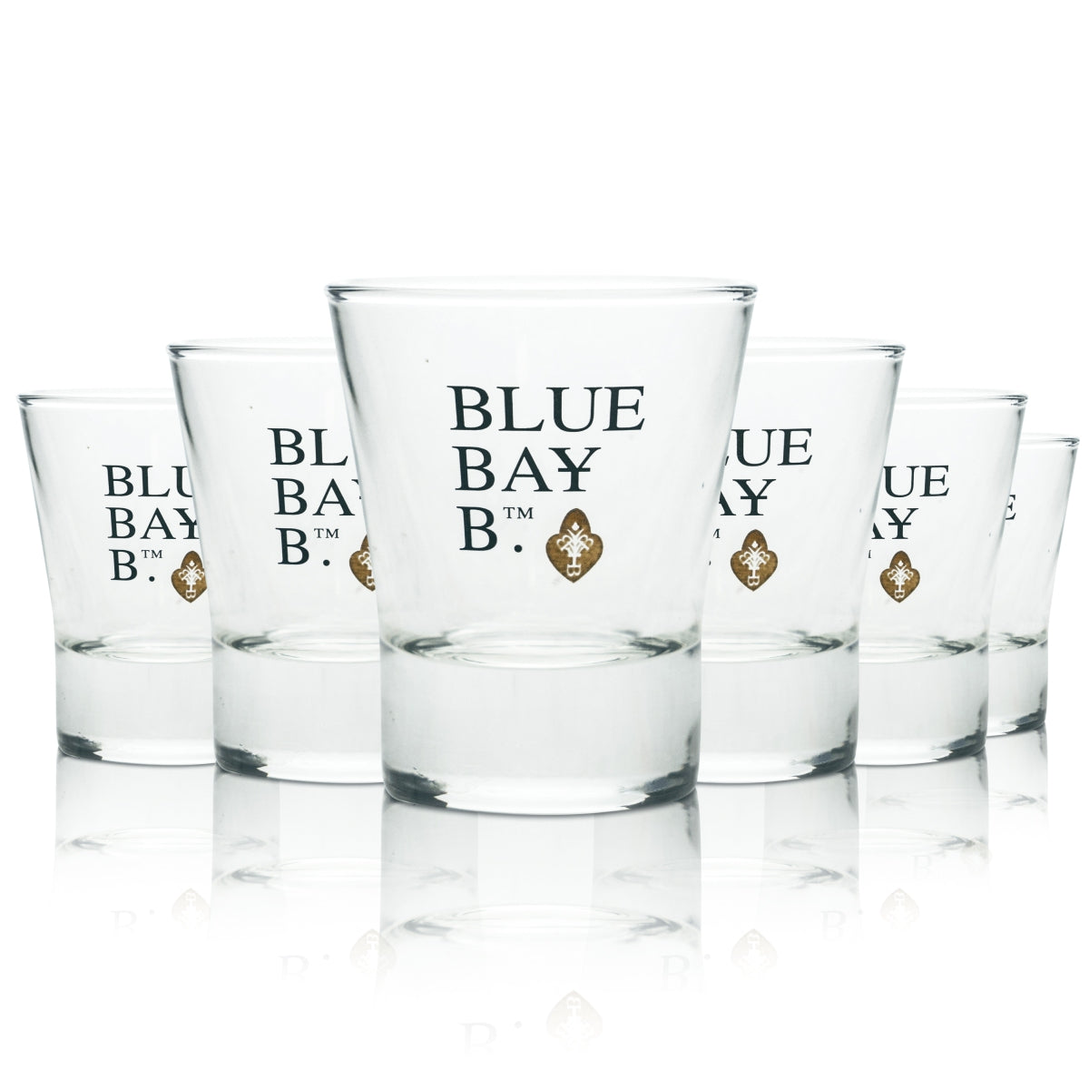6 Blue Bay B Rum Glass Shot Glass, new