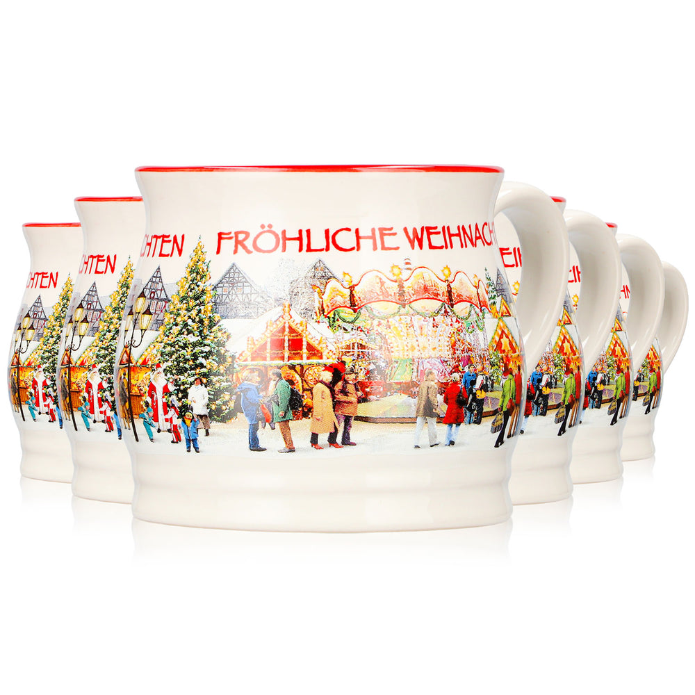 6 Mohaba Mulled Wine Mugs, Punch Cups, "Merry Christmas Chamonix," 0.2 L, Calibrated