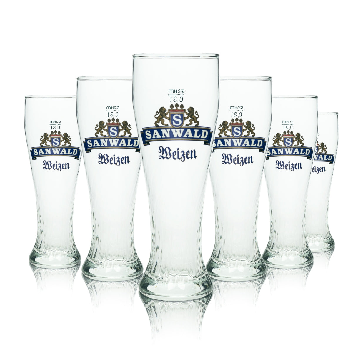 6 Sanwald Beer Glass Wheat 0.3l Perlsee Sahm Yeast Wheat Beer Relief Glasses Brewer