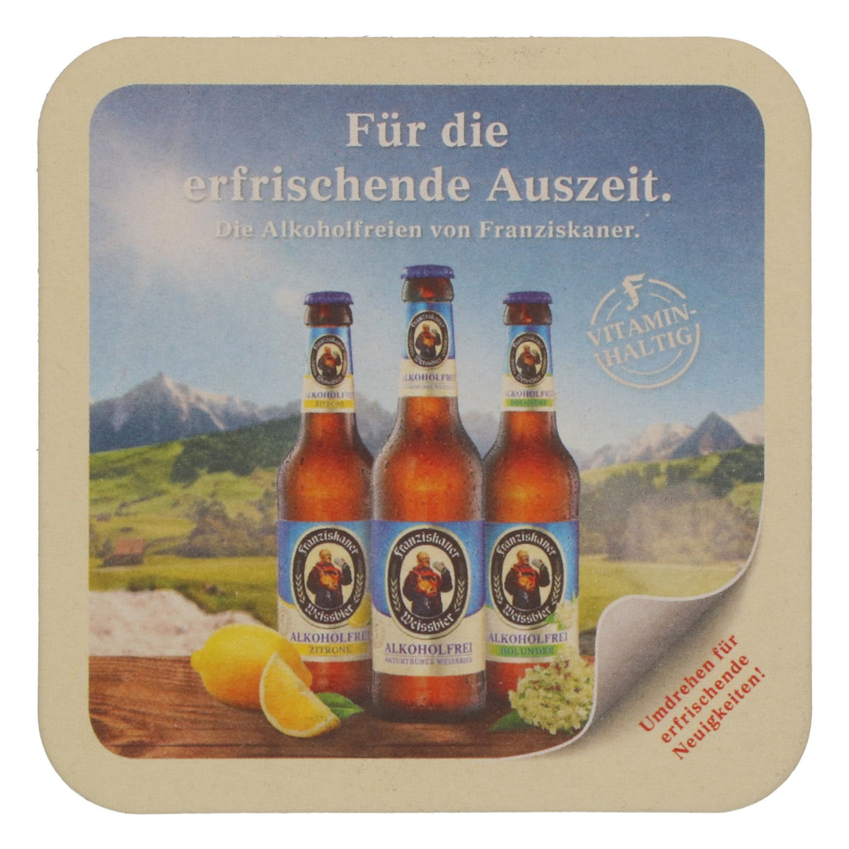 60 Franziskaner Beer Coasters, 9.5 x 9.5 cm, "Blood Orange" – View 3