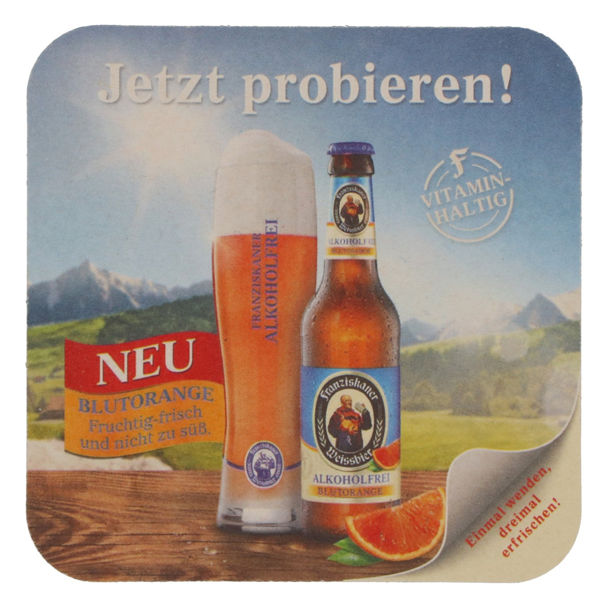 60 Franziskaner Beer Coasters, 9.5 x 9.5 cm, "Blood Orange" – View 4