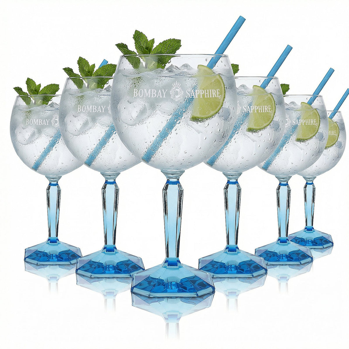 set of 6 Bombay Sapphire 0.68 l balloon glasses – Copa with blue stem for gin and tonic