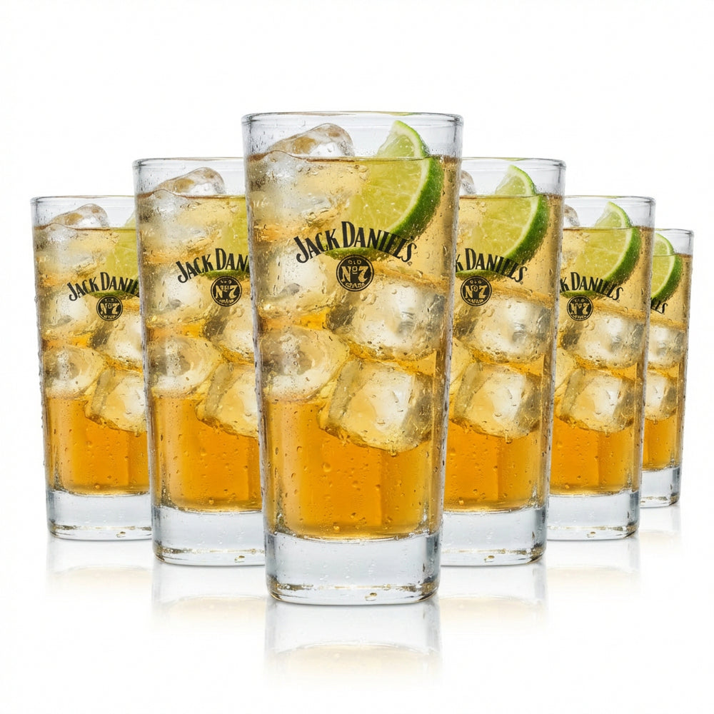 Set of 6 Jack Daniels glasses, 0.35 l – Old No. 7 long drink glass, classic calibrated