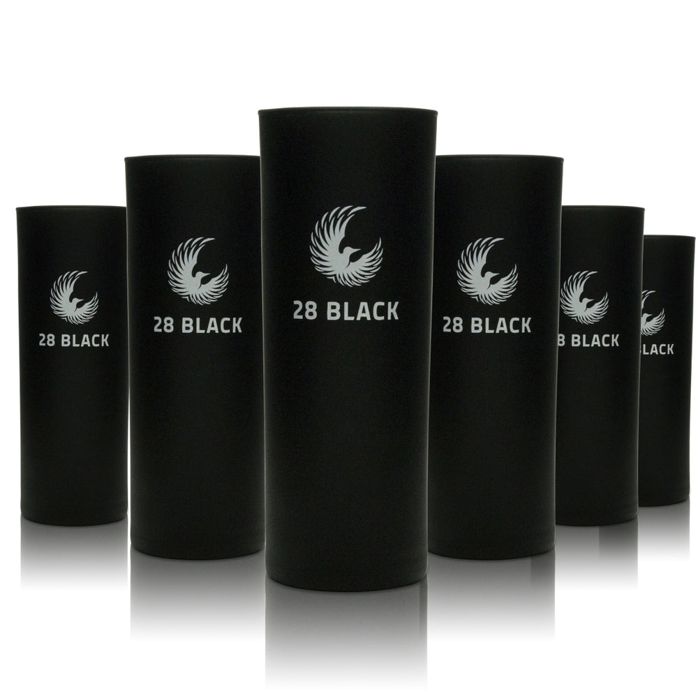 6x 28 Black Energy Long Drink Glasses 220ml - Matt Black, Stylish Drinks