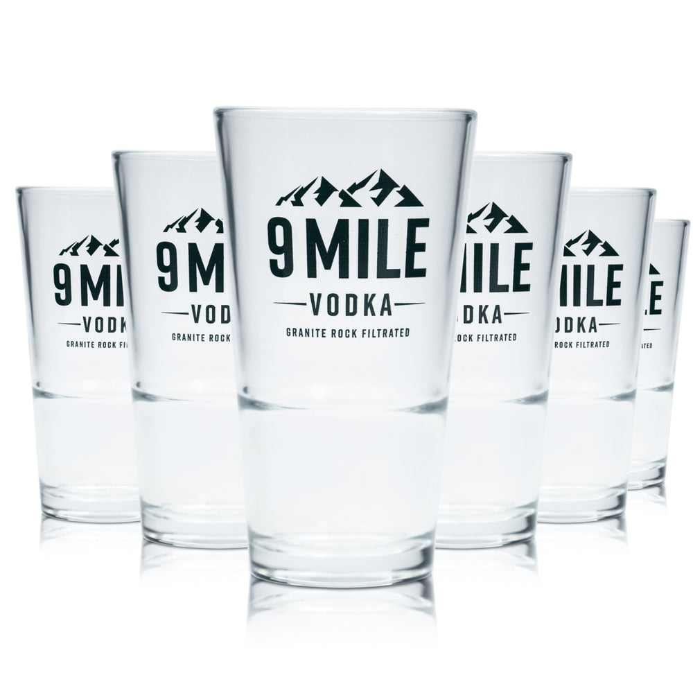 6x 9 Mile Glass 0.33l Long Drink Cocktail Vodka Aperitif Glasses Stackable Berlin