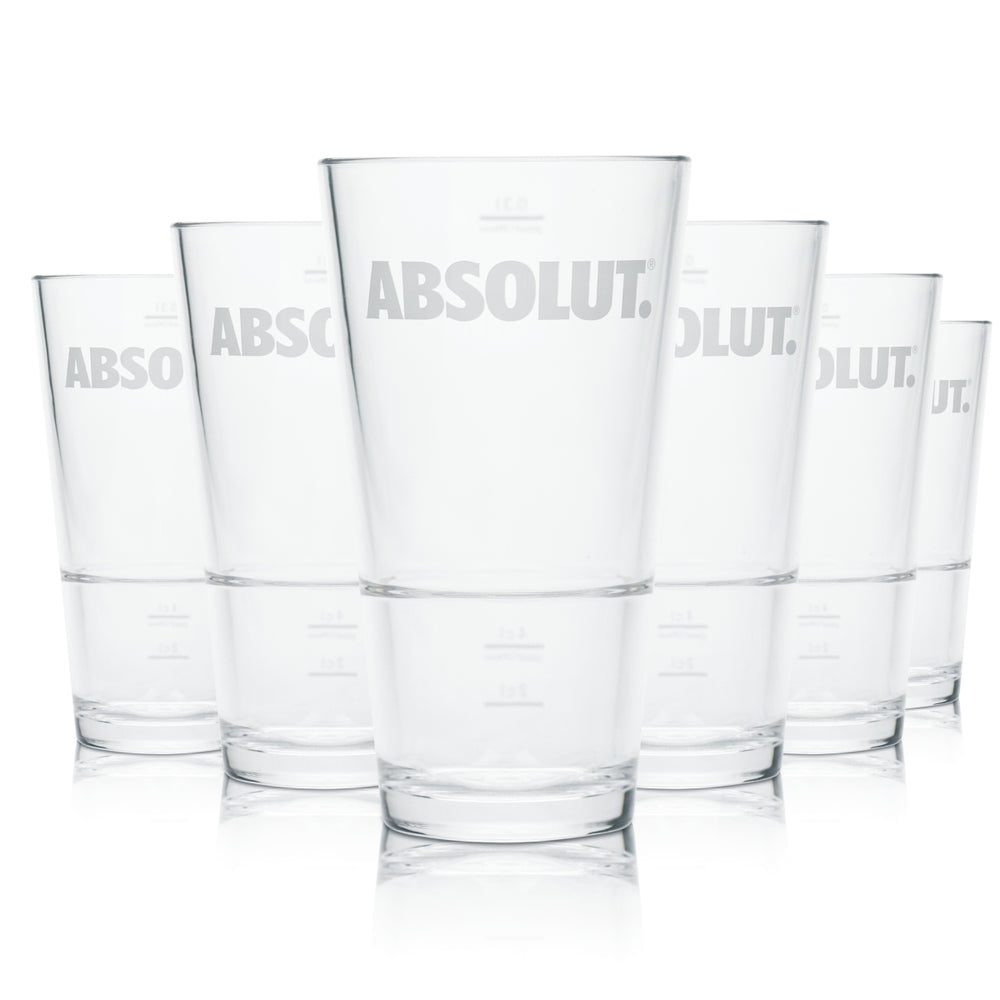 6x Absolut Beaker Glass 0.3l Plastic Hard Plastic Reusable Glasses Calibrated Catering