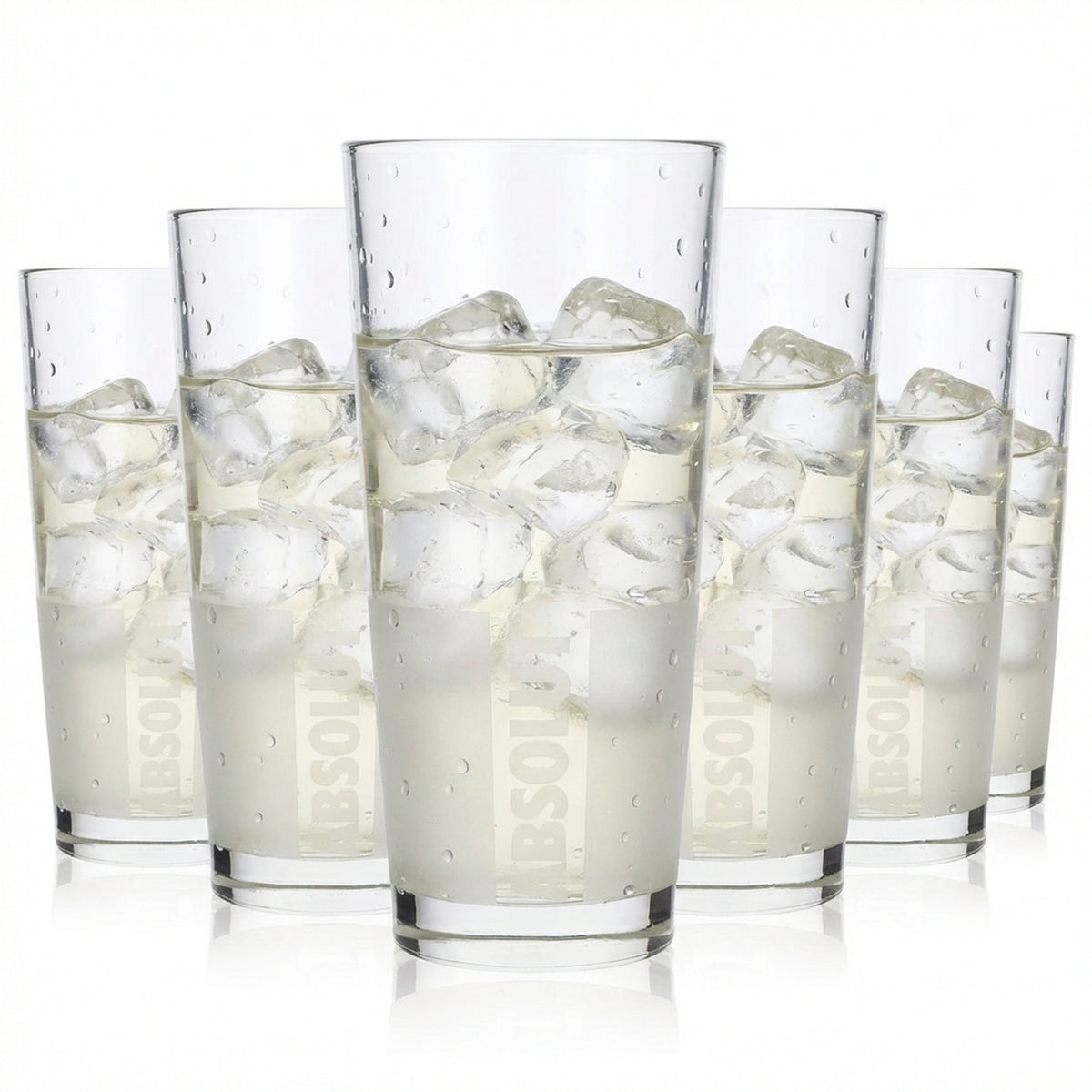 6x Absolut Vodka Glass 0.34l Glasses Long Drink Glass Frosted + Vertical Logo
