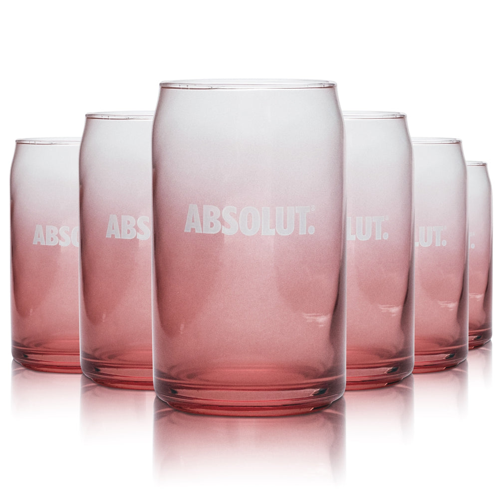 6x Absolut Vodka Glass 0.3L Cup Sensations PINK RED Long Drink Glasses Gastro
