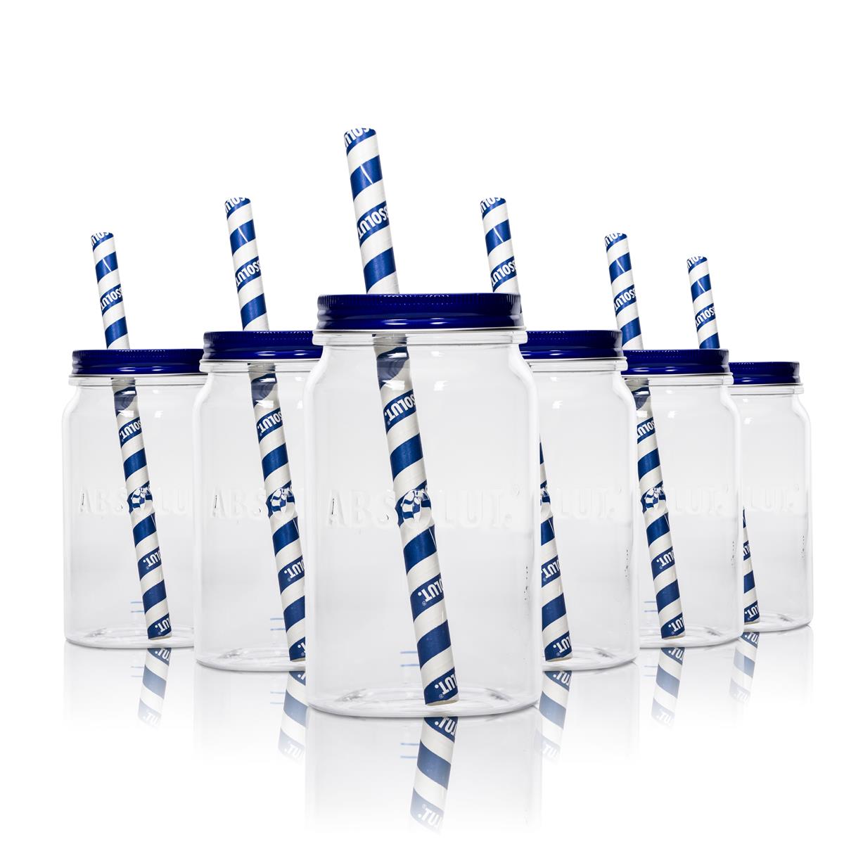 6x Absolut Vodka plastic cups with lids