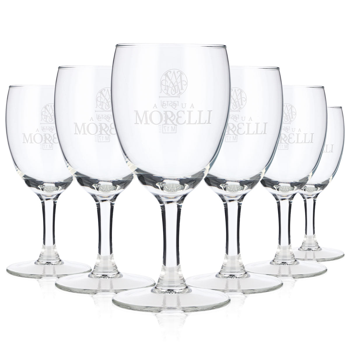 6x Acqua Morelli water glass 0.1 l cup White logo Rastal Westerwald