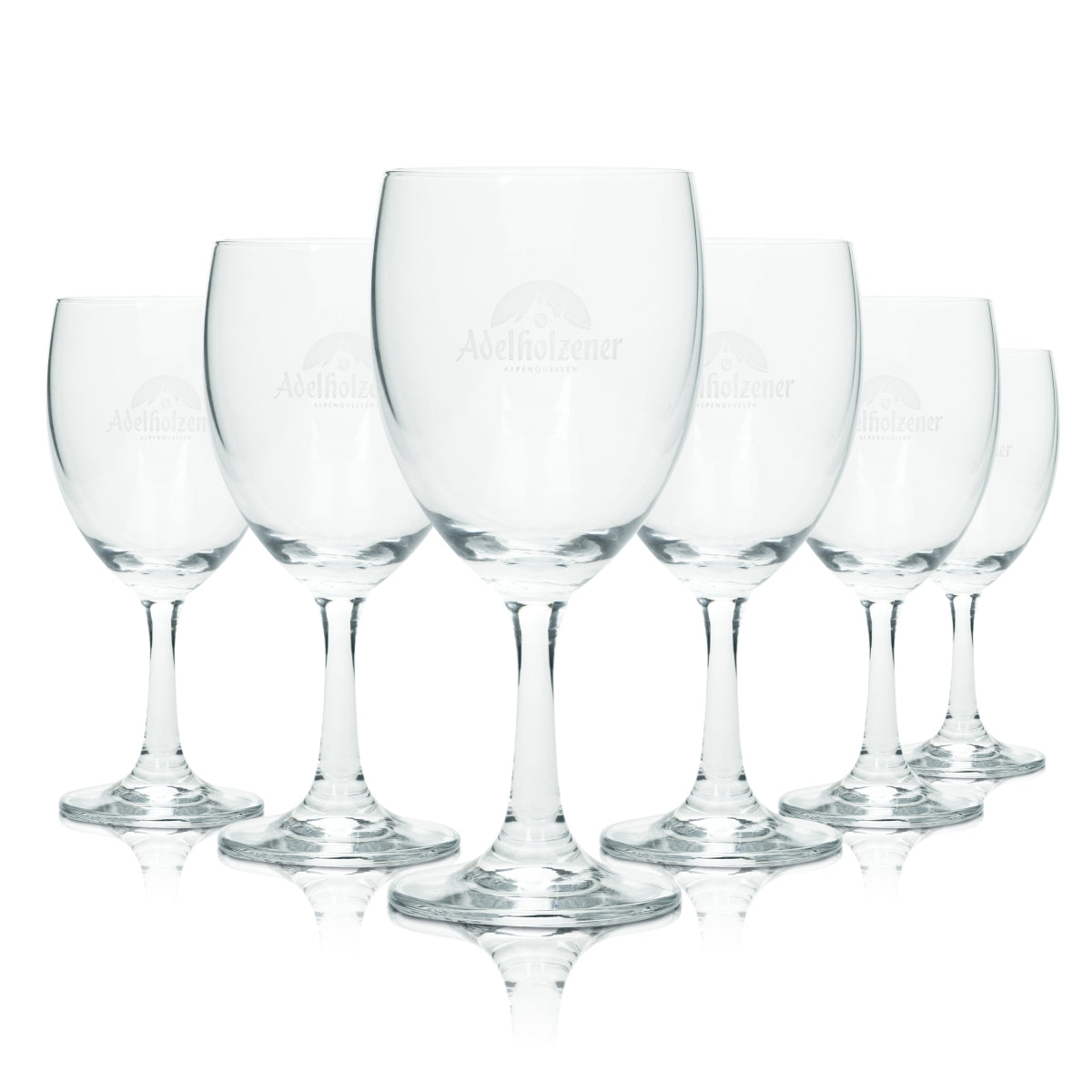 6x Adelholzener water glass 0.2 l stemmed glass, new