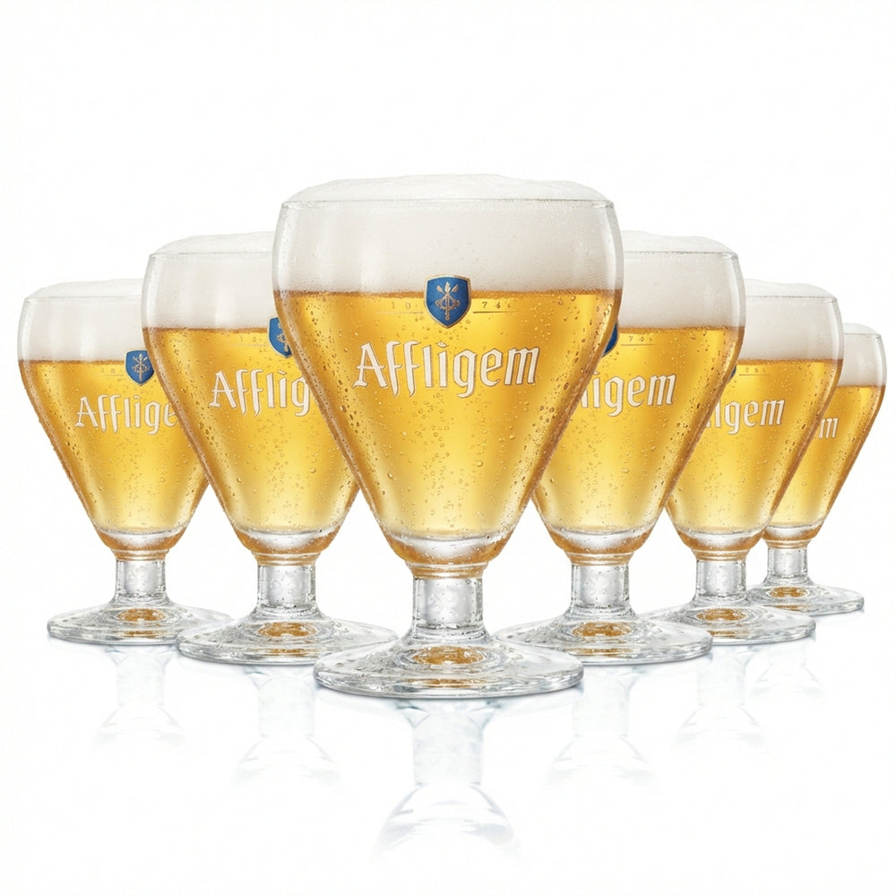 6x Affligem beer glass 0.3 l chalice tulip trophy glasses, catering, bar, pub, craft pint