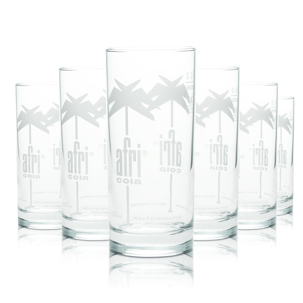 6x Afri Cola glass 0.3l cup fill line oak gastro bar cocktail long drink