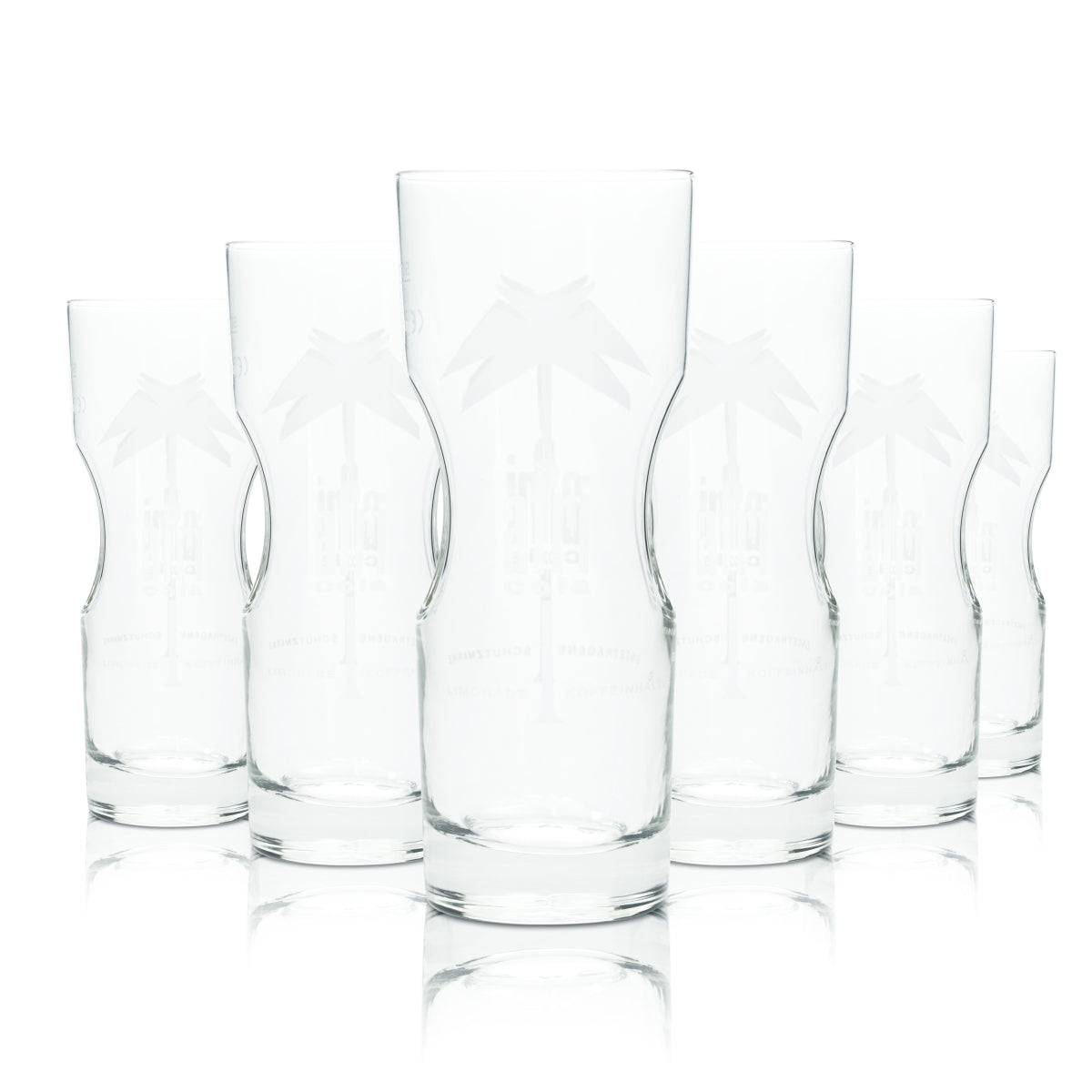 6x Afri Cola soft drink glass 0.2 l cup long drink glasses contour gastro soda