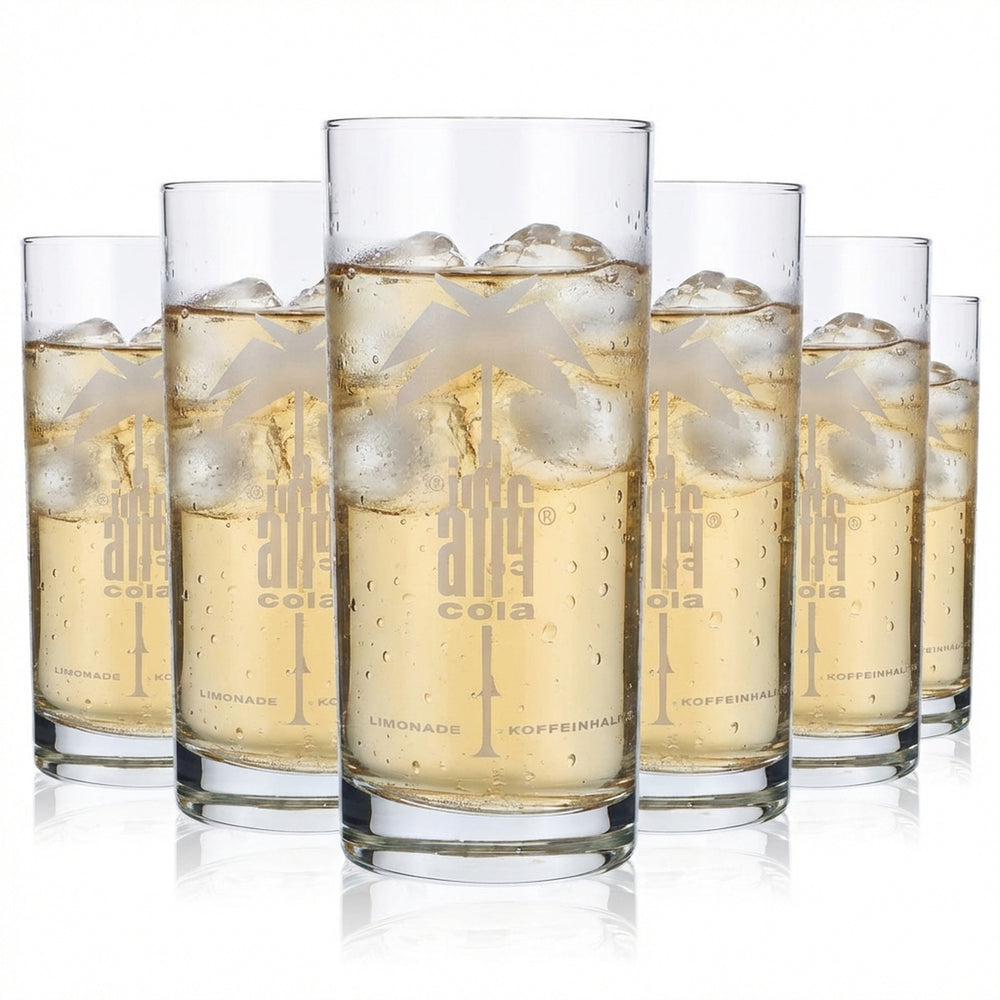 6x Afri Cola soft drink glass 0.5l cola glasses lemonade glass white logo