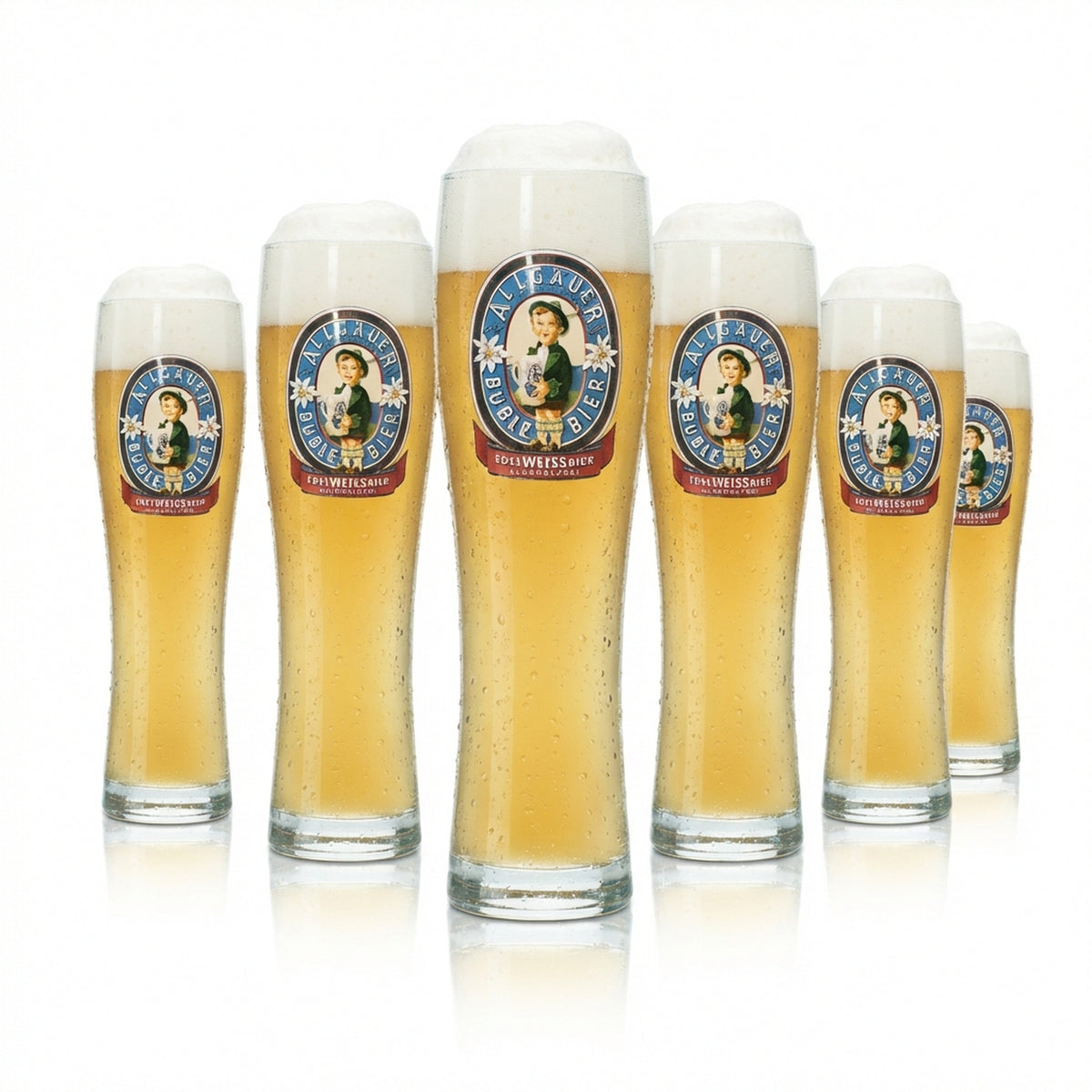 6x Allgäuer Büble Beer Glass 0.5l Wheat Beer Non-Alcoholic Glasses Yeast Gastro