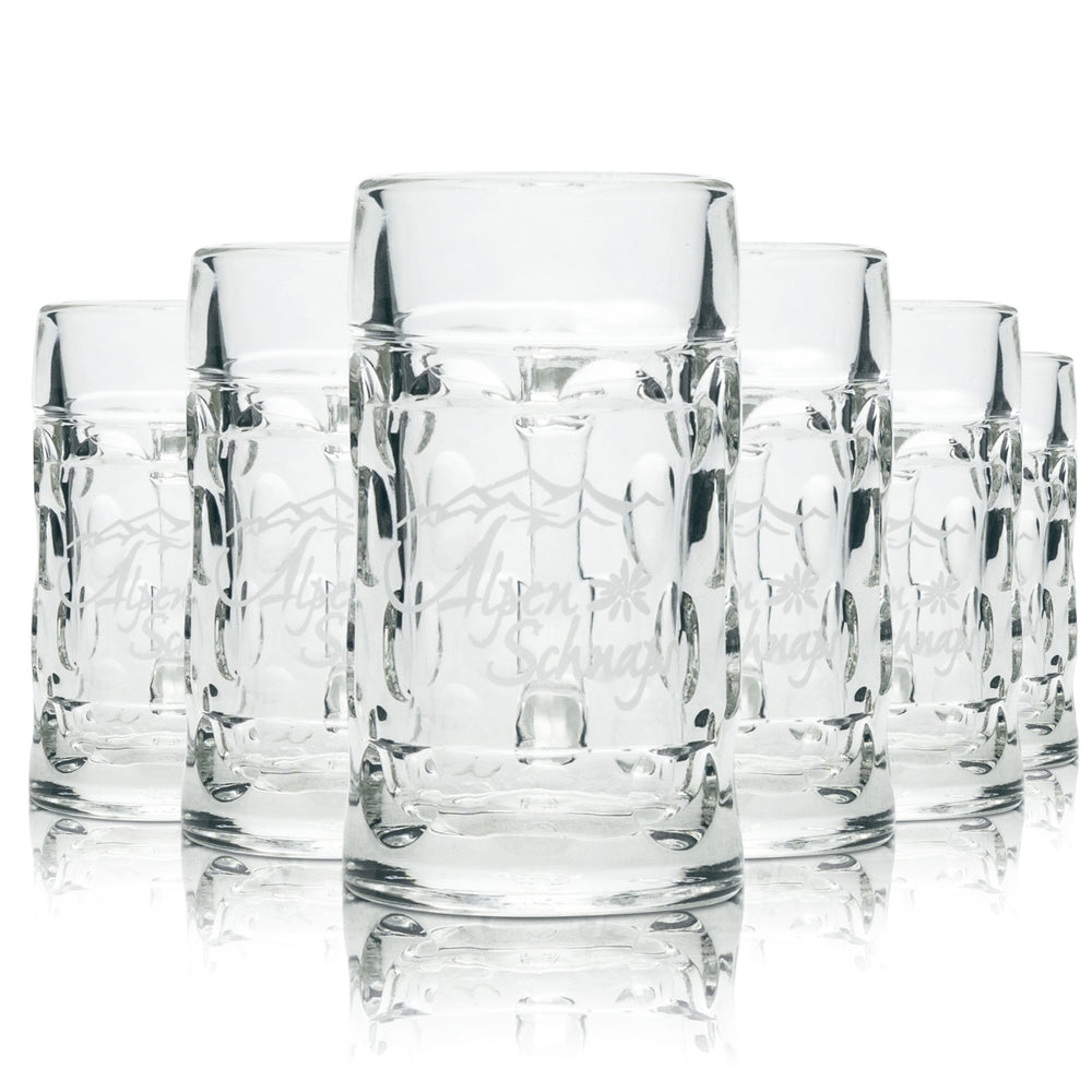 6x Alpenschnaps Steinbeisser Glass Mini Beer Mug 4cl Schnapps Shot Glasses Stamper