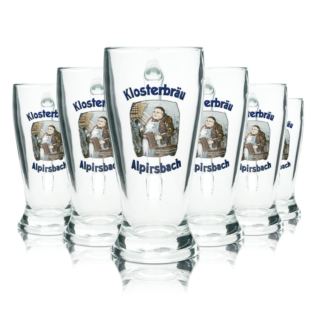 6x Alpirsbacher Beer Glass 0.5l Wheat Beer Mug Klosterbräu Seidel Glasses Wheat