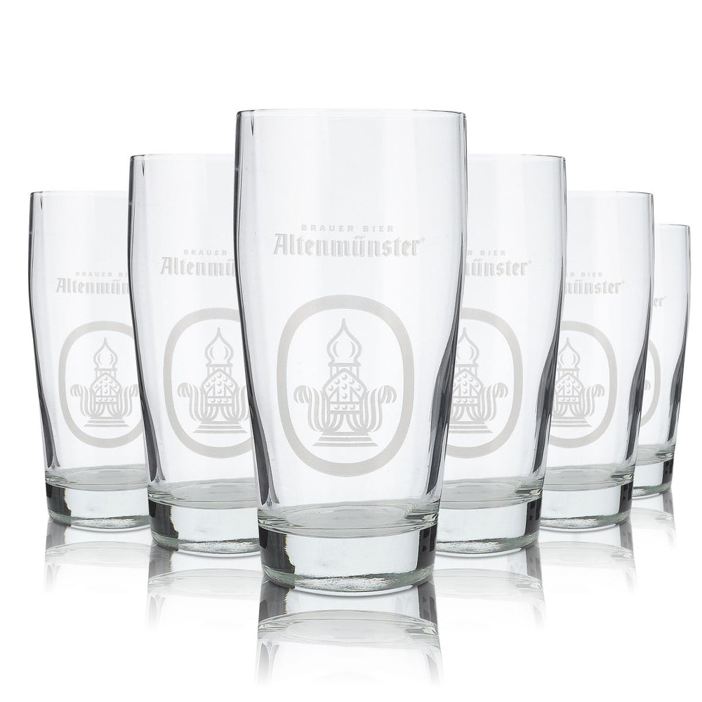 6x Altenmünster Glass 0.5l Beer Glass Willi Mug Trophy Relief Cut Glass Set