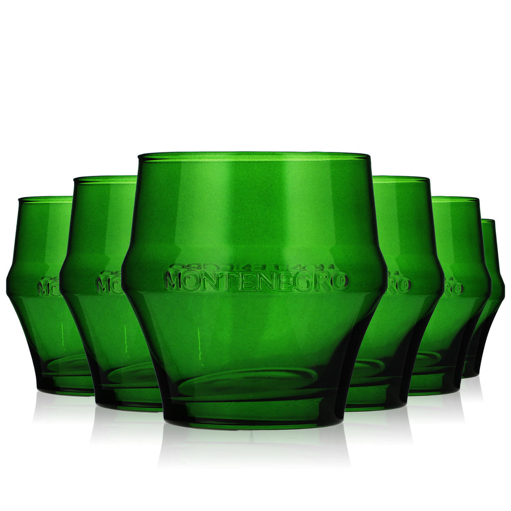 6x Amaro Montenegro liqueur glass 0.3l glasses tumblers standard green