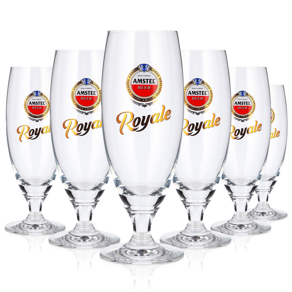 Set of 6 Amstel Beer Glasses, 0.3 L, "Pokal Royale Rastal"